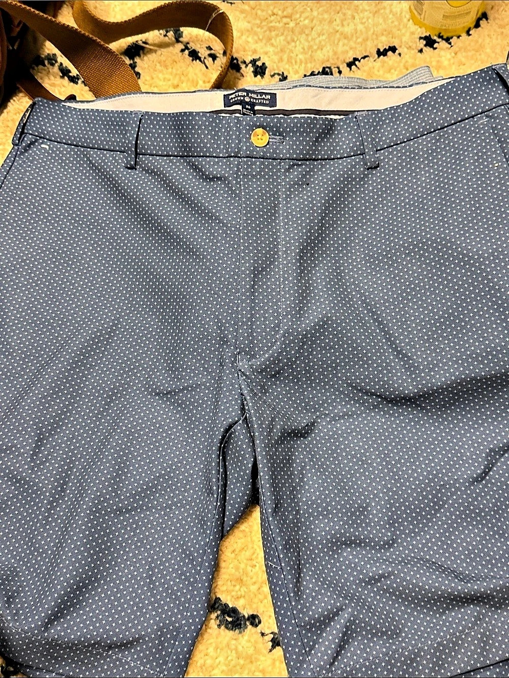 Peter Millar Men's Geometric Golf Shorts Blue Size 36